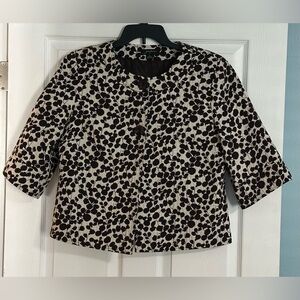 Josephine Chaus Cropped Floral Jacket Blazer Brown Cream - Size 14